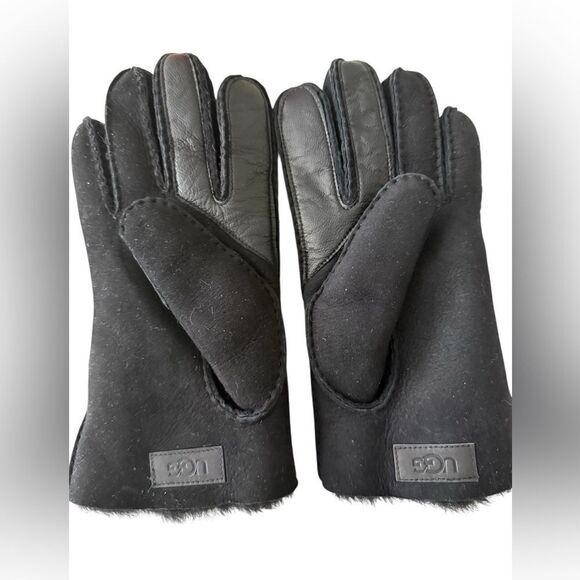 NWT UGG Contrast Sheepskin Men's Black Suede Gloves - Picture 4 of 5